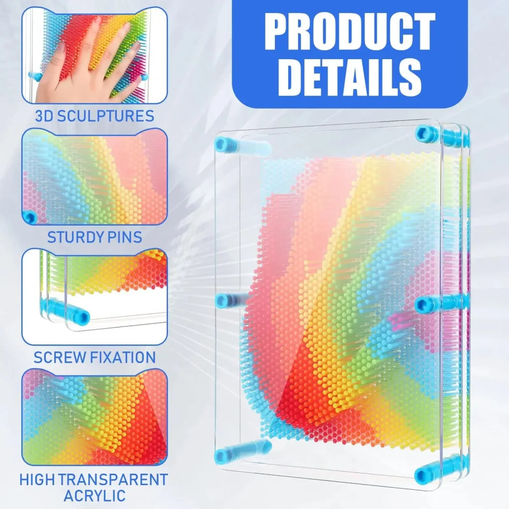 3D Pin Art Toy Rainbow Plastic Board