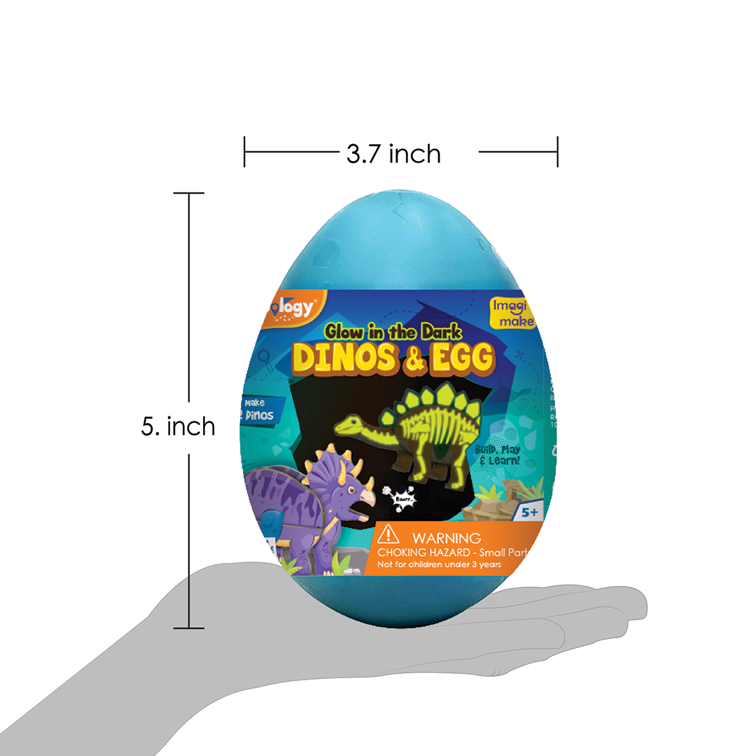 Glow in The Dark Dinosaur Figure Set & Egg - Blue