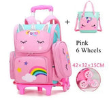 6 Wheels Trolley Bag Lunch Bag Pencil Case For Girls