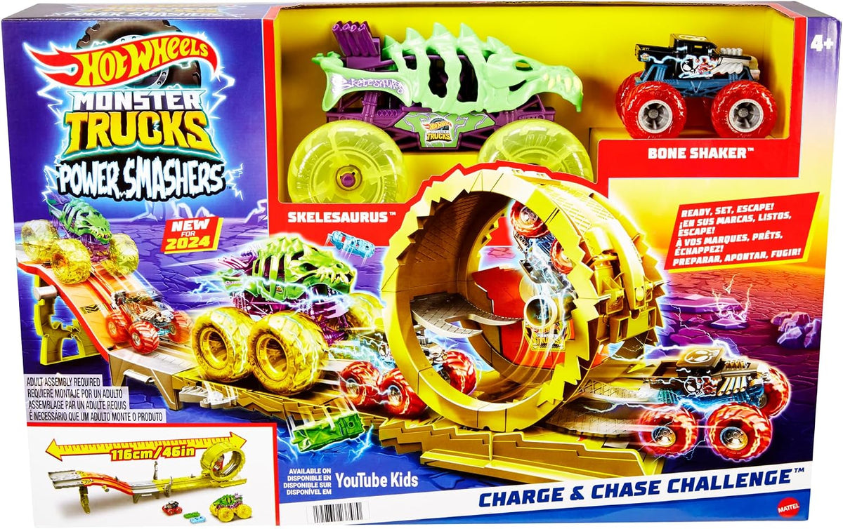 Hot Wheels Monster Trucks Power Smashers Charge & Chase Challenge Track Set
