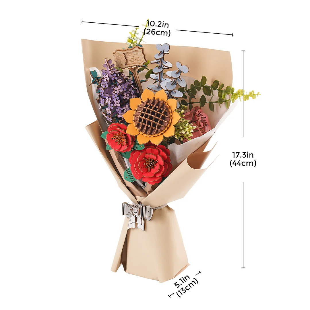Robotime Rowood Diy Wooden Flower Bouquet 3D Puzzle Tw01H Dropship