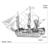 Black Pearl Pirate Ship 3D Metal Puzzle Model Kits