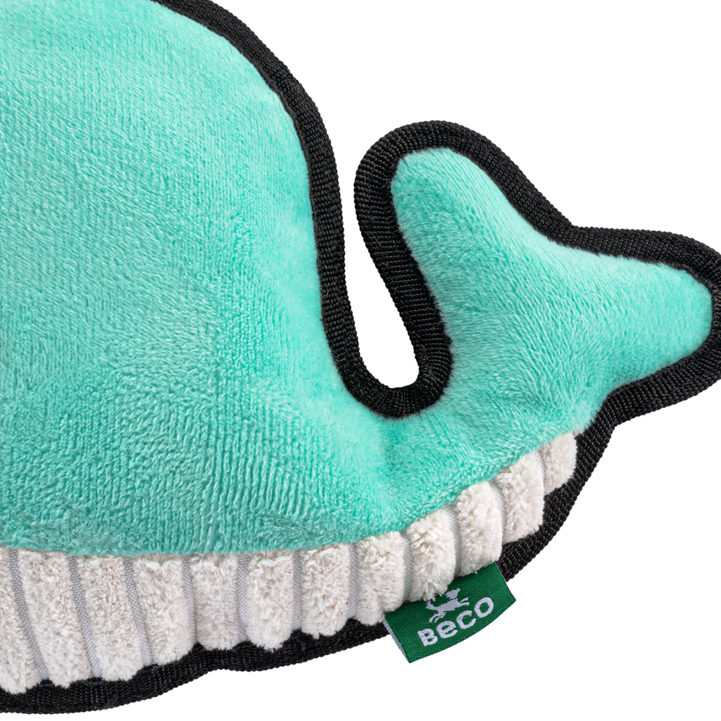 Beco Dog Toy Whale - Floats Squeaks Made from Recycled Materials - Dog Toys