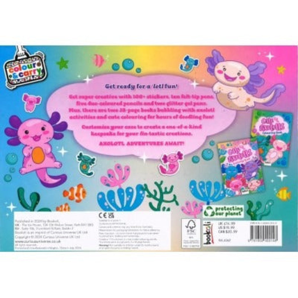 Colour And Carry Activity Kit 7 Cute Axolotl Case Bookoli