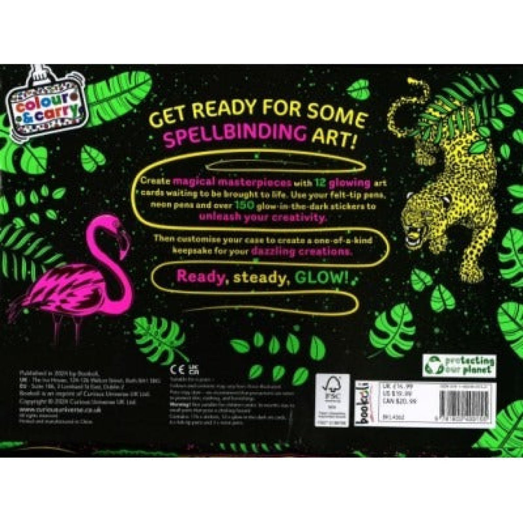 Colour And Carry Activity Kit 7 Glow In The Dark Animals Case Bookoli