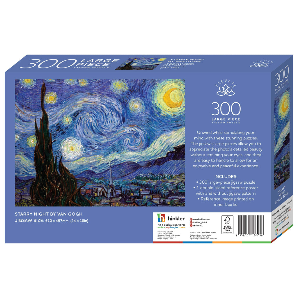 Hinkler Elevate 300Pc Jigsaw Starry Night By Van Gogh Mindbogglers