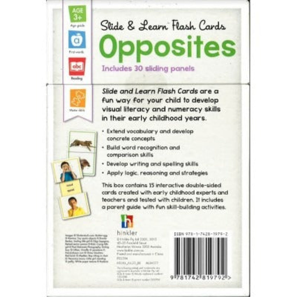 Hinkler Slide & Learn Flashcards Opposites Flash Cards