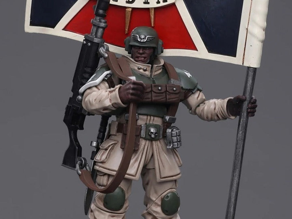 Joytoy Warhammer 40K Astra Militarum Commander Squad Veteran With Regimental Standard Jt7929