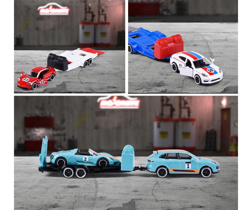 Majorette Trailer Race Set - Porsche Cayenne Turbo S + 918 Spyder Dickie Toys
