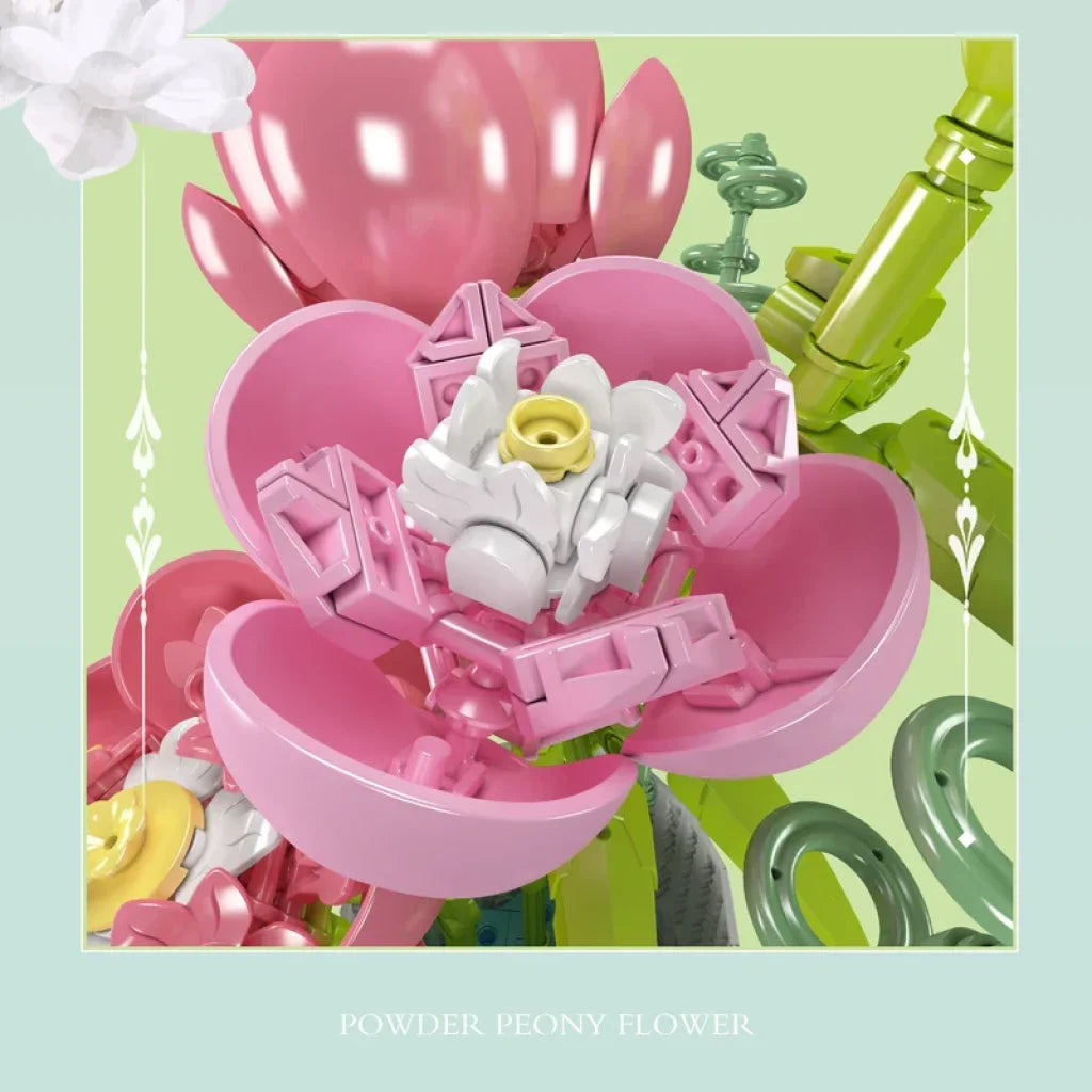 Mould King 10059 Flower Bouquet Building Block The Chinese Peony With Vase Mould King