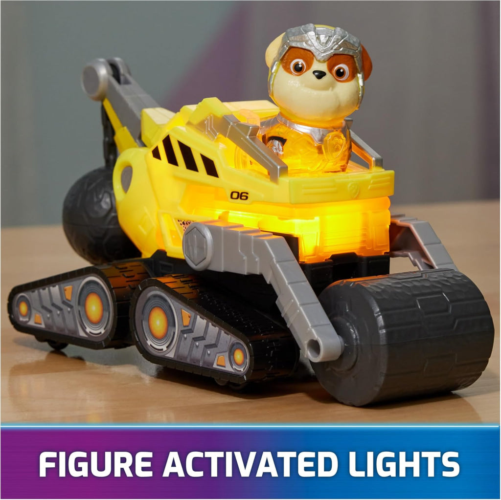 Paw Patrol Construction Toy Truck With Rubble Mighty Pups Action Figure Lights And Sounds