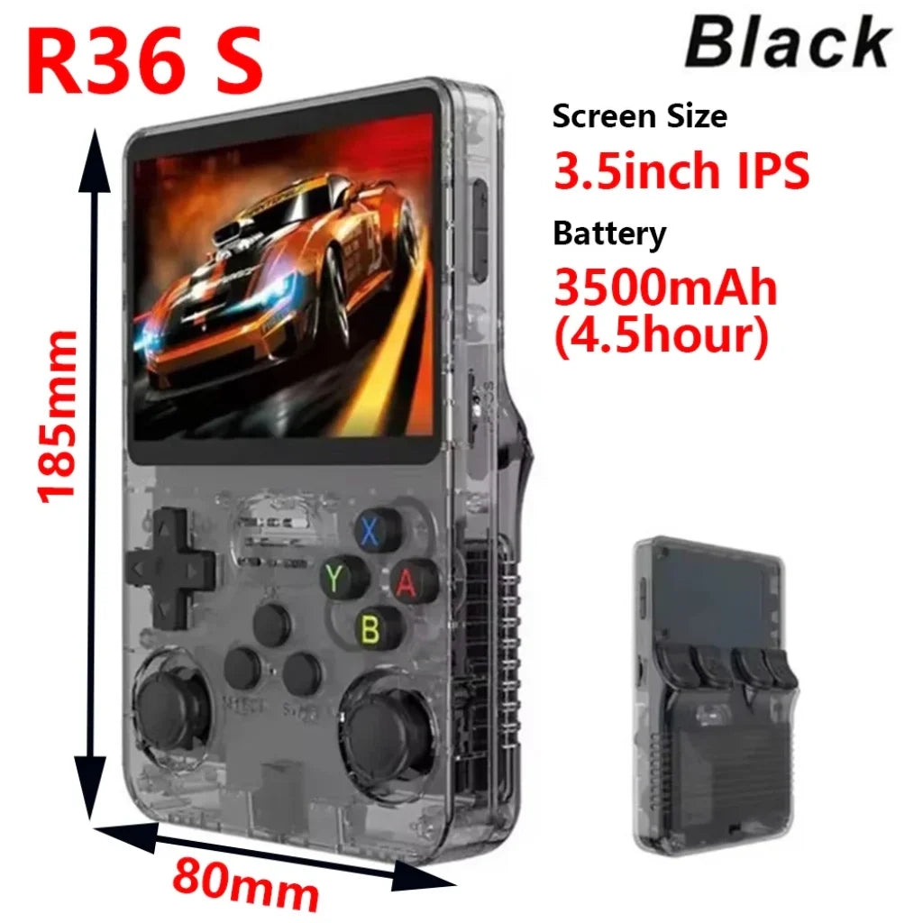 R36S Handheld Game Console 20000+ Games - R36S Black / 128GB