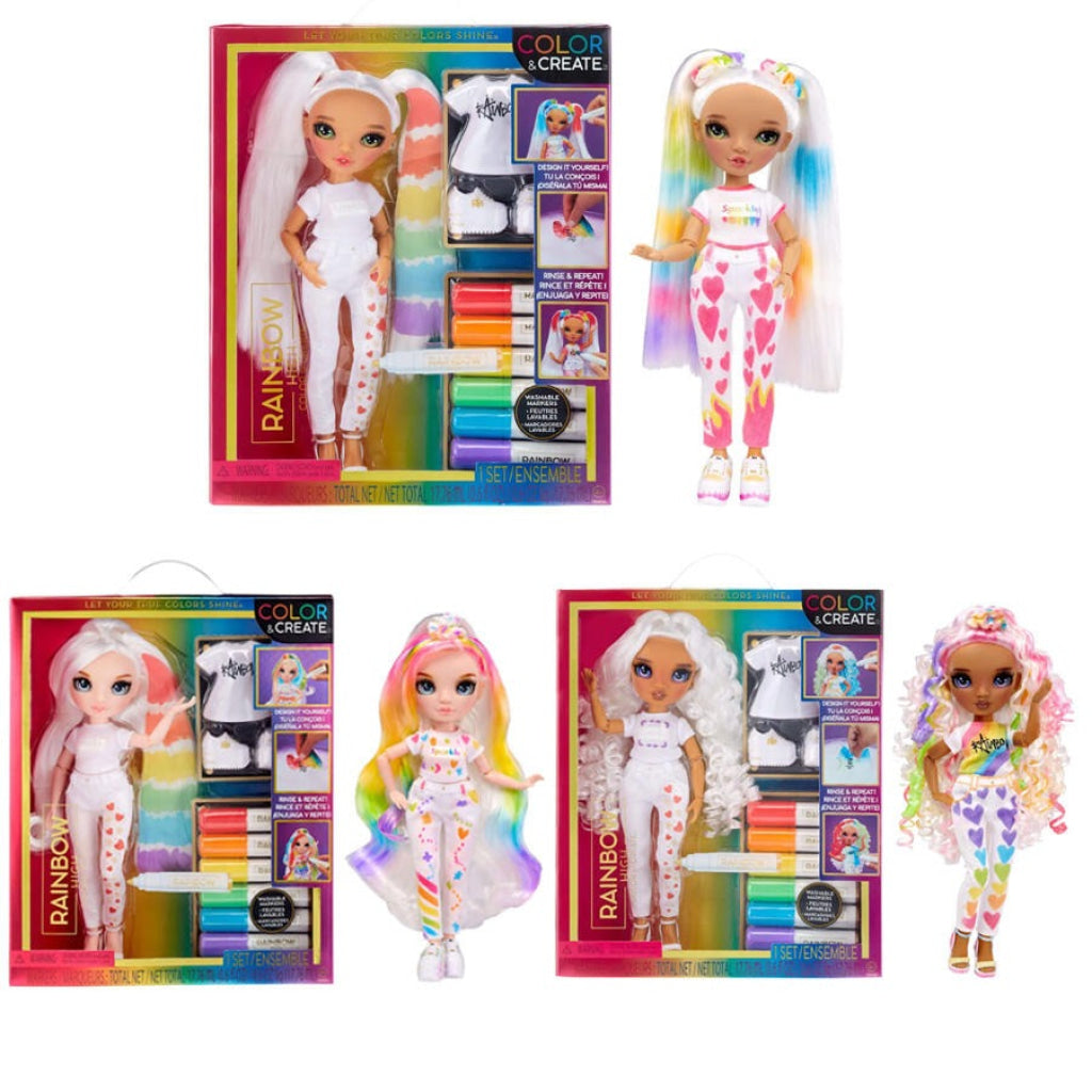 Rainbow High Color & Create - Blue Eyes Straight Hair