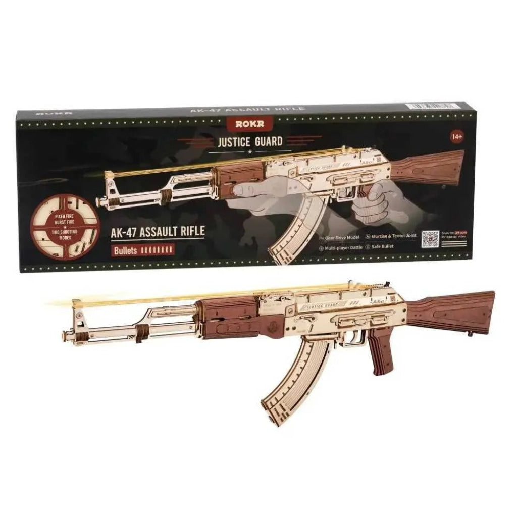 Robotime ROKR AK-47 Assault Rifle Toy Blaster 3D Wooden Puzzle Dropship