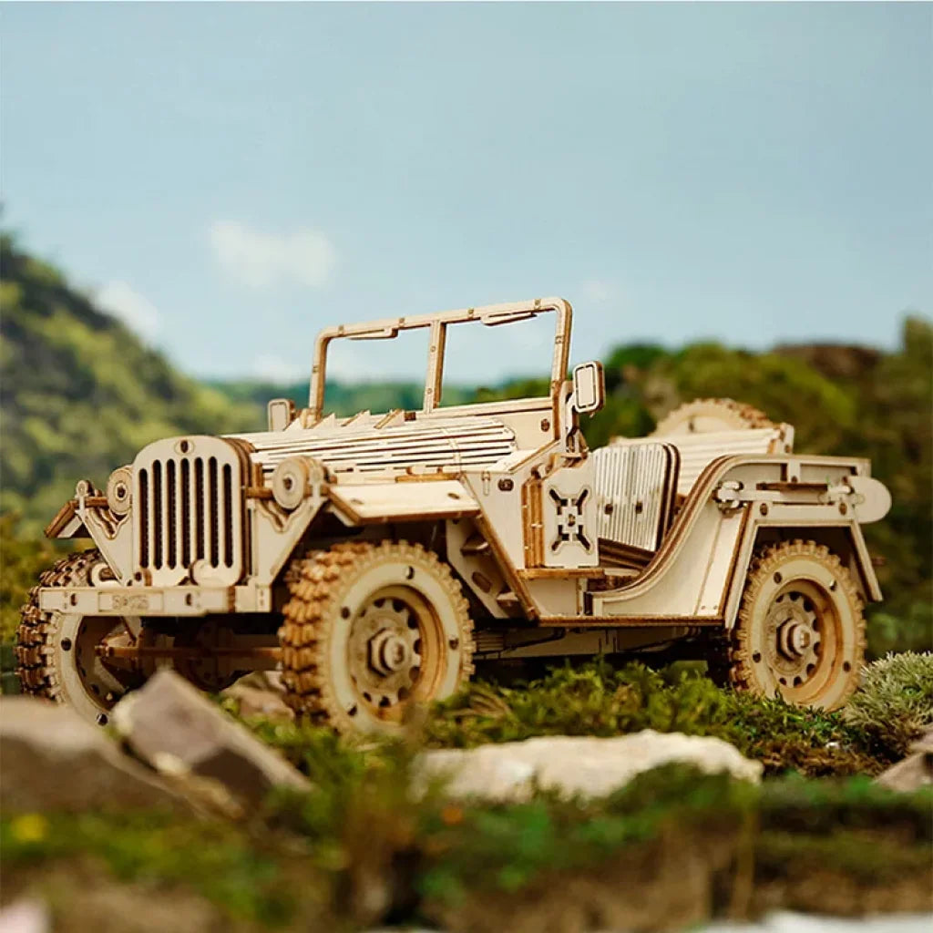 Robotime Rokr Army Jeep Scale Model 3D Wooden Puzzle Mc701 Dropship
