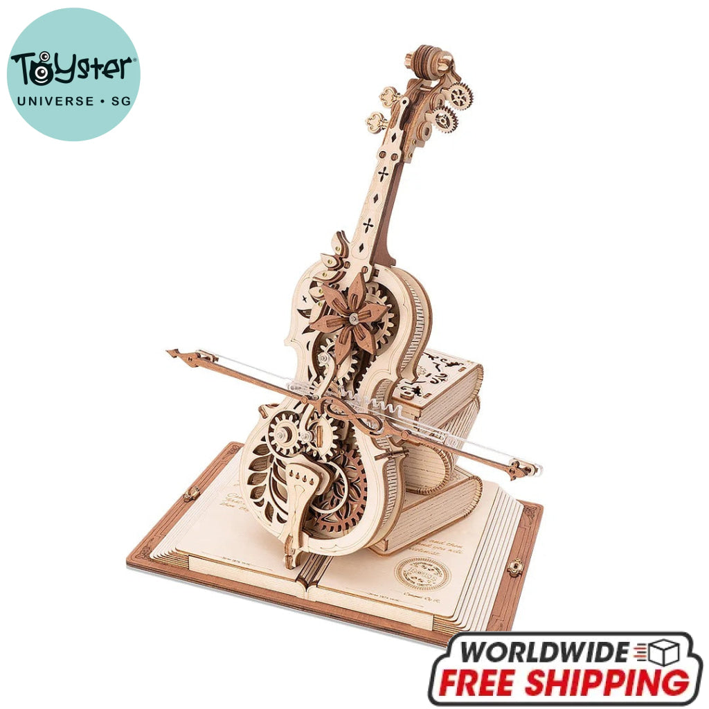 Robotime ROKR Magic Cello Mechanical Music Box 3D Wooden Puzzle
