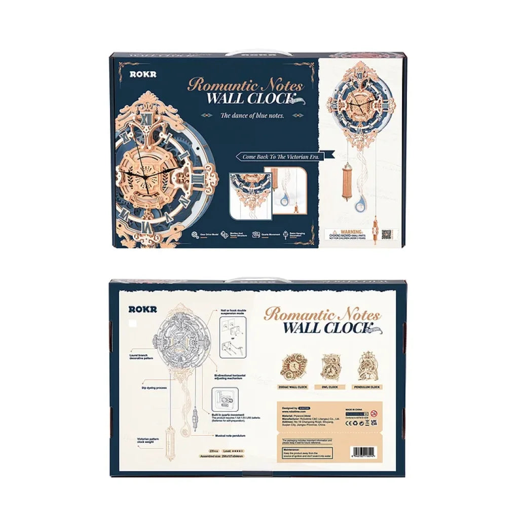 Robotime Rokr Romantic Note Wall Clock Mechanical Gear 3D Wooden Puzzle Lc701 Dropship