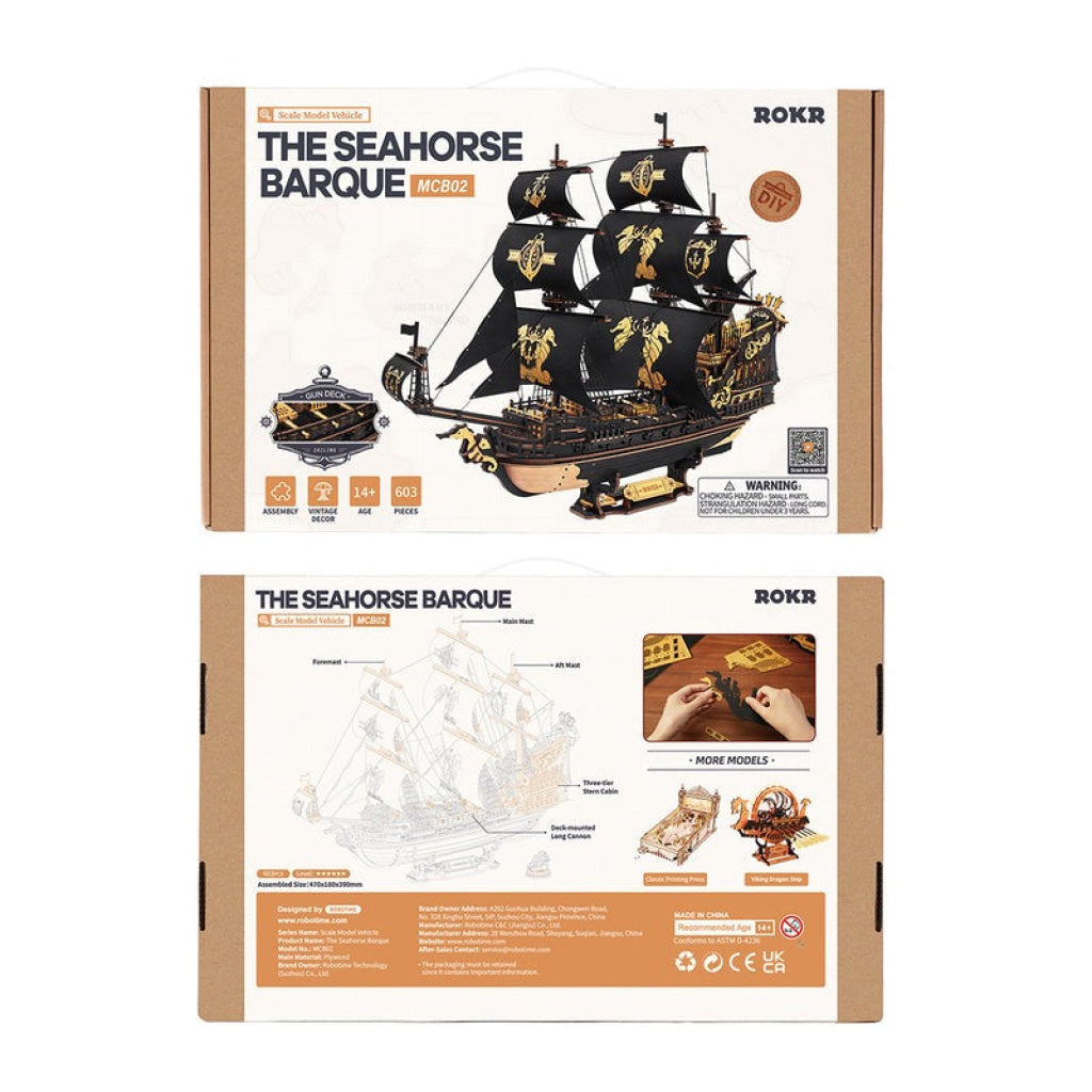 Robotime ROKR The Seahorse Barque 3D Wooden Puzzle MCB02 Dropship