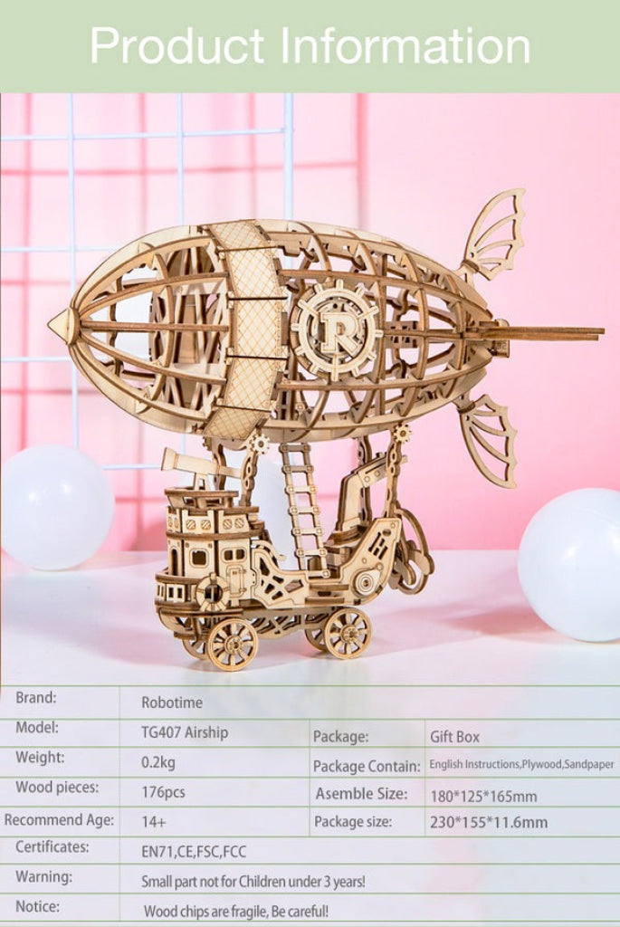 Robotime Rolife Airship Model 3D Wooden Puzzle Tg407 Dropship