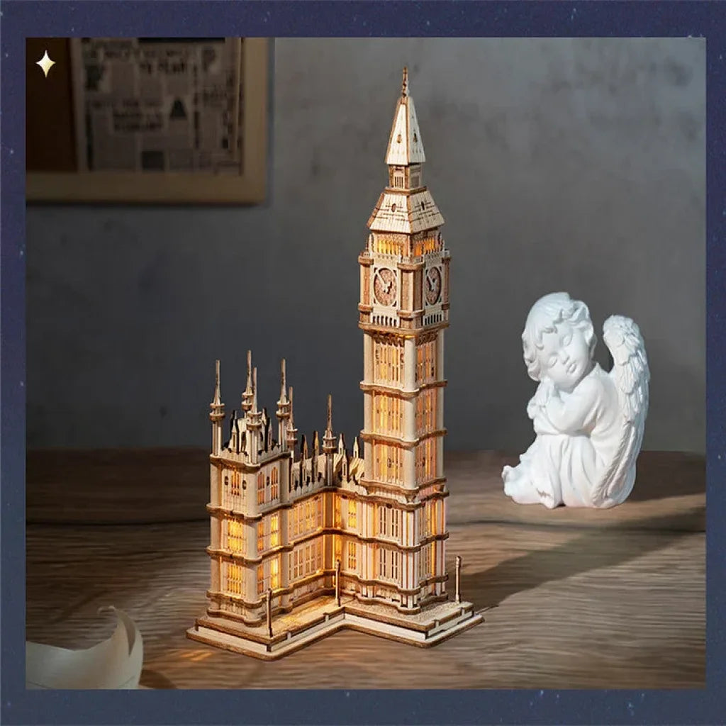 Robotime Rolife Big Ben With Lights Tg507 Architecture 3D Wooden Puzzle Dropship