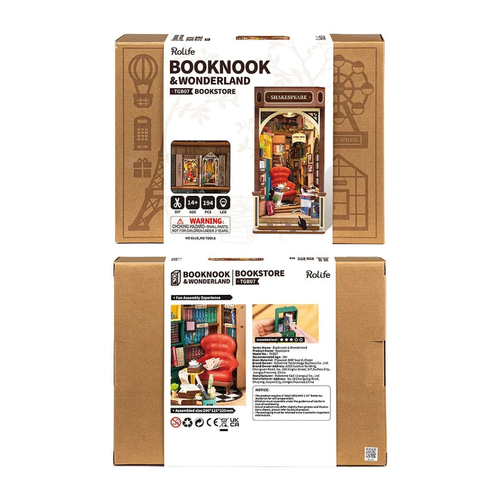 Robotime Rolife Bookstore Diy Book Nook Shelf Insert Kit Tgb07 Dropship