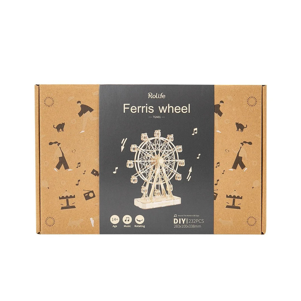 Robotime Rolife Ferris Wheel 3D Wooden Puzzle Music Box Tgn01 Dropship