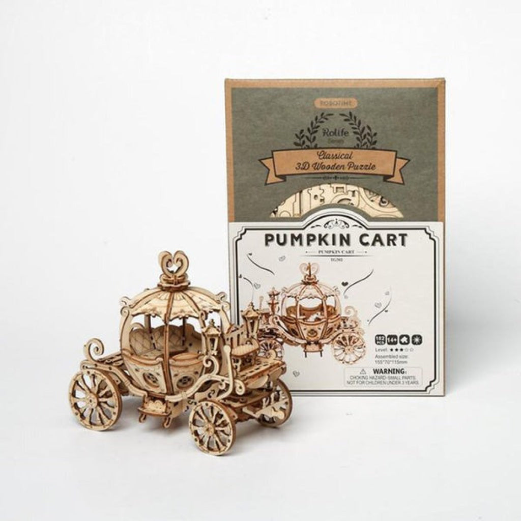 Robotime Rolife Pumpkin Carriage 3D Wooden Puzzle Tg302 Dropship