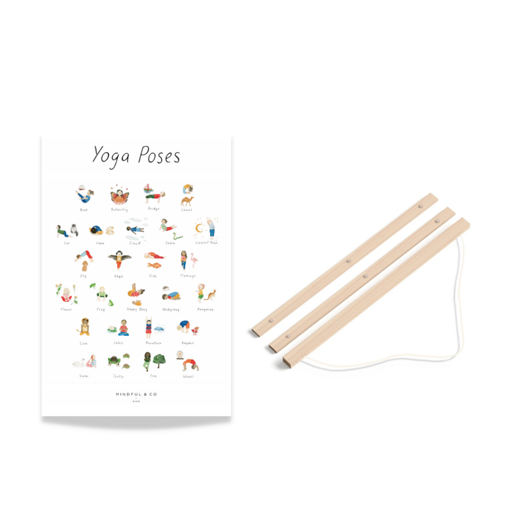Yoga Poses Decorative Poster Print - Yoga Poster + Wooden Hanger