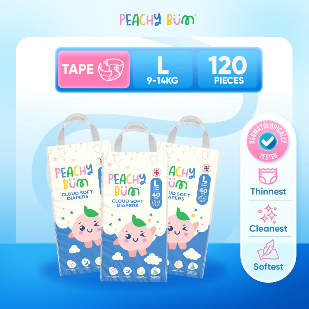 [1 Carton] 3 Pack Cloud Soft Diapers - Tape / L (40 Pieces/Pack) - Bundle
