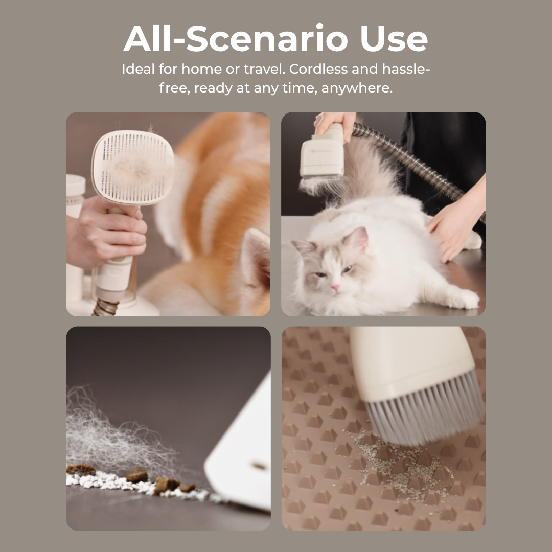 PetSnowy VacPro Wireless Pet Grooming Vacuum - 18.5kPa Suction, 6000mAh Battery, Ultra-Quiet, All-in-One Kit