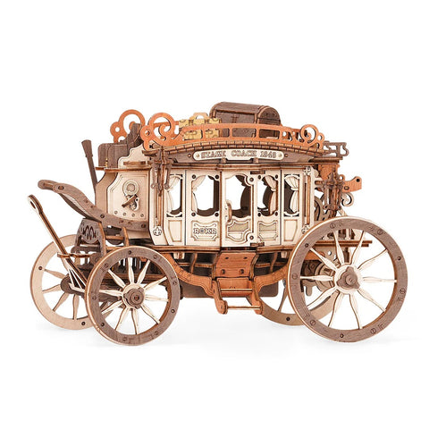 Robotime ROKR Stagecoach Mechanical Music Box 3D Wooden Puzzle AMKA1