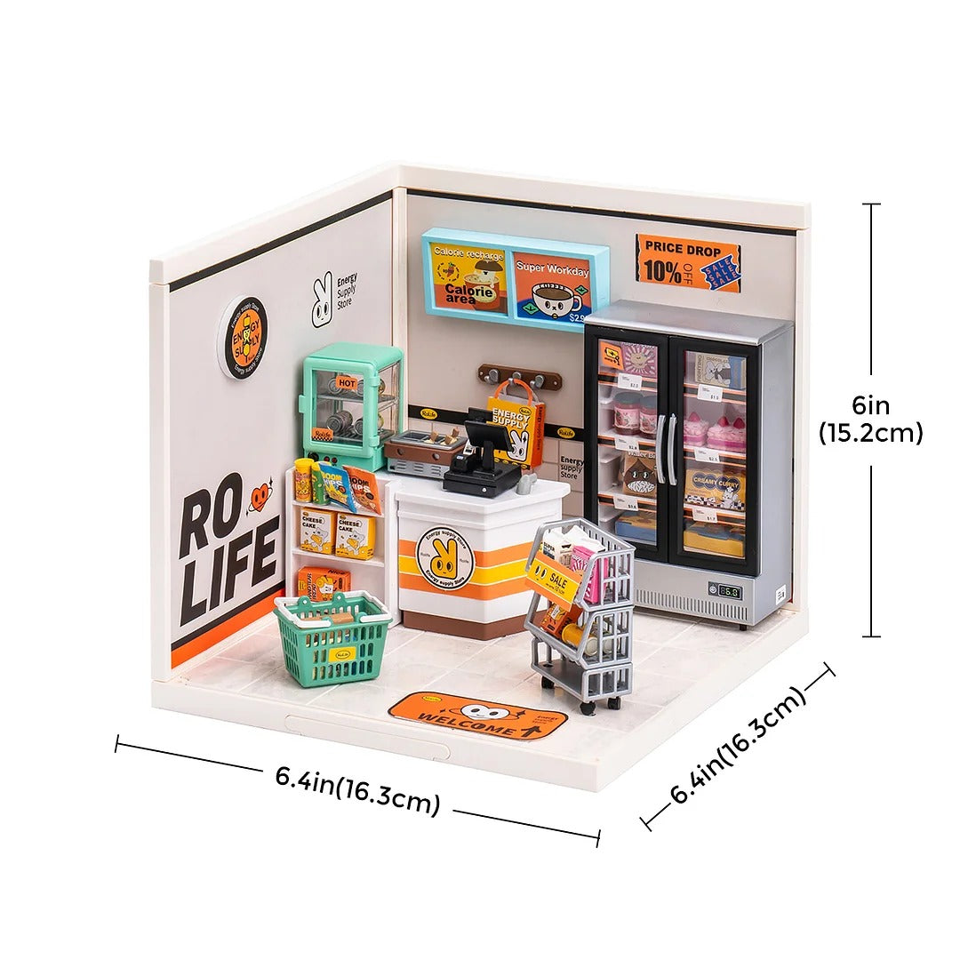 Robotime Rolife Super Creator Energy Supply Store Plastic DIY Miniature House Kit DW002