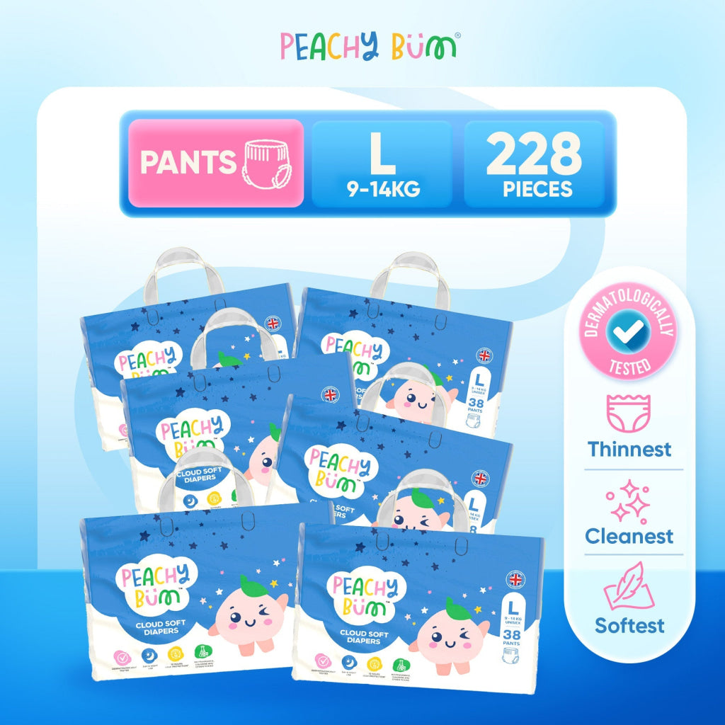 [2 Cartons] 6 Pack Cloud Soft Diapers - Pants / L (38 Pieces/Pack) - Bundle