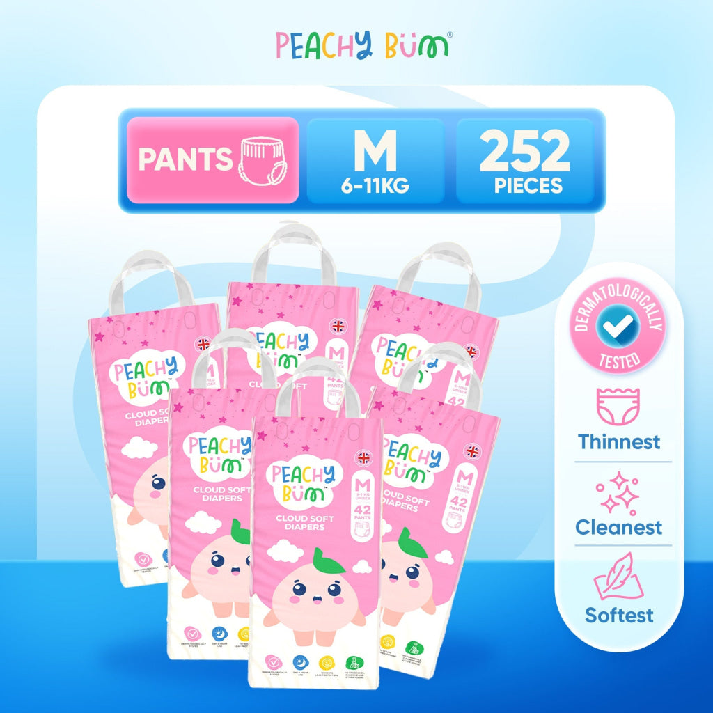 [2 Cartons] 6 Pack Cloud Soft Diapers - Pants / M (42 Pieces/Pack) - Bundle