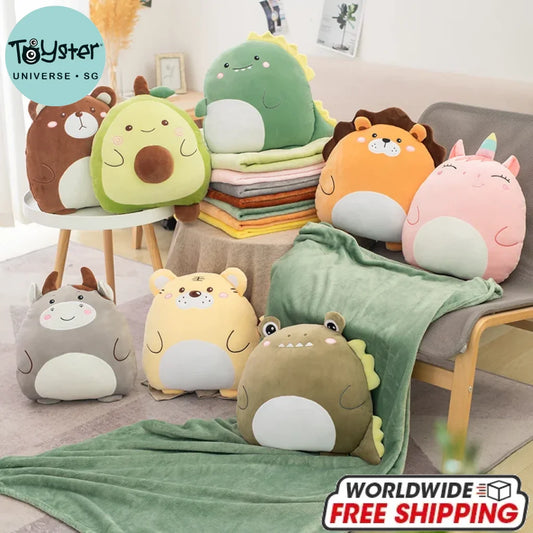 2-in-1 Animals Flannel Blanket Plush 40cm