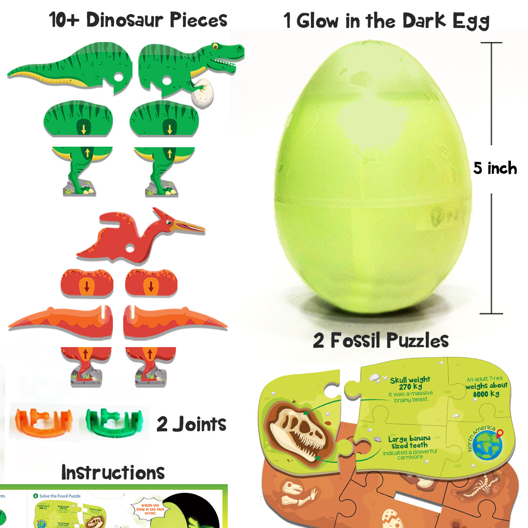 Glow in The Dark Dinos & Egg Green