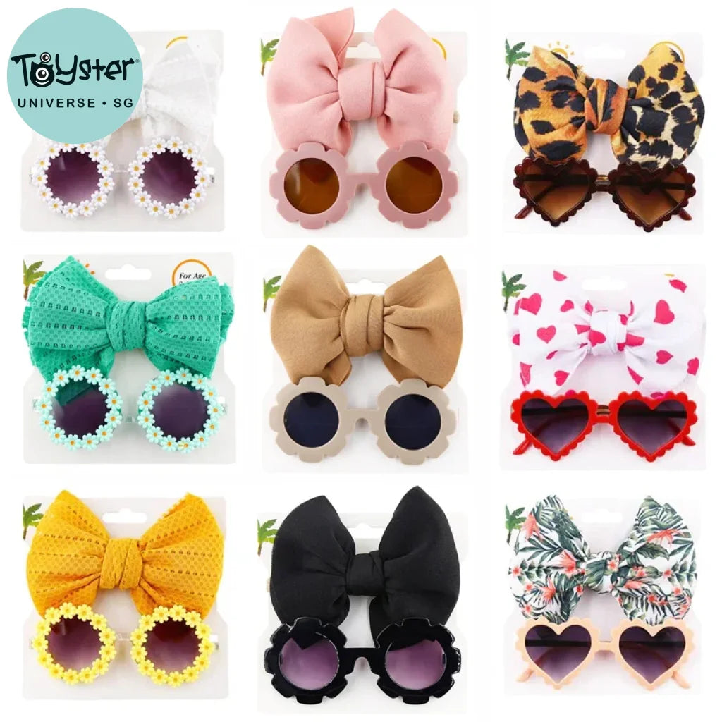 2Pcs/Pack Baby Headband Sunglasses Kids Headwear