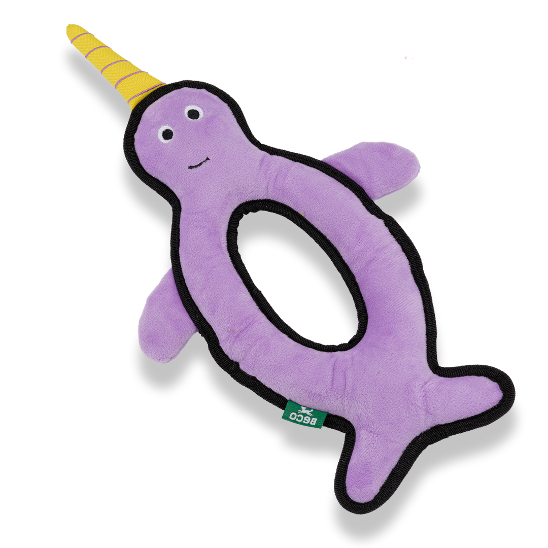 Beco Dog Toy, Narwhal | Floats, Squeaks, Sustainable Material