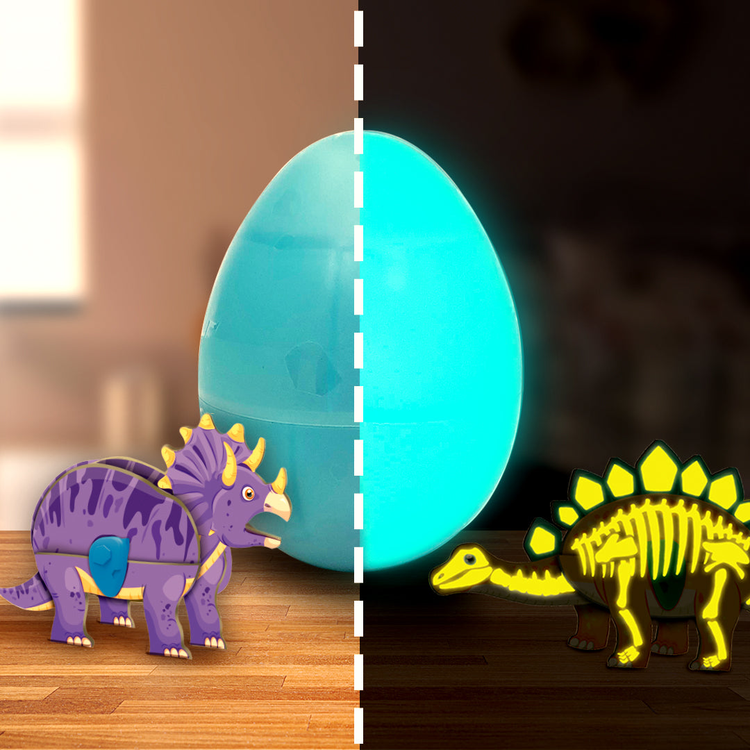 Glow in The Dark Dinosaur Figure Set & Egg - Blue