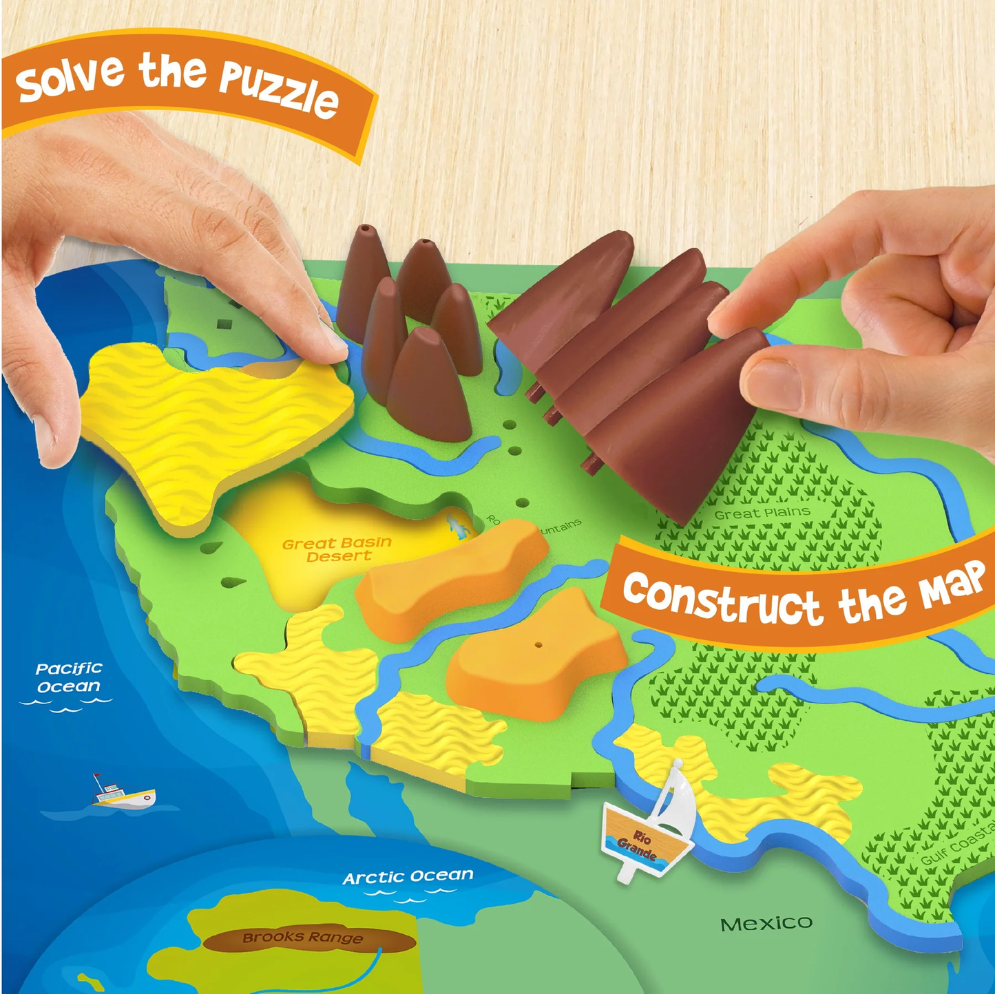 Mapology Physical Map - USA Puzzle