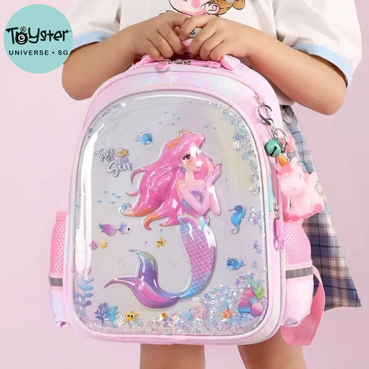 3D Children Students Unicorn Mermaid Backpack