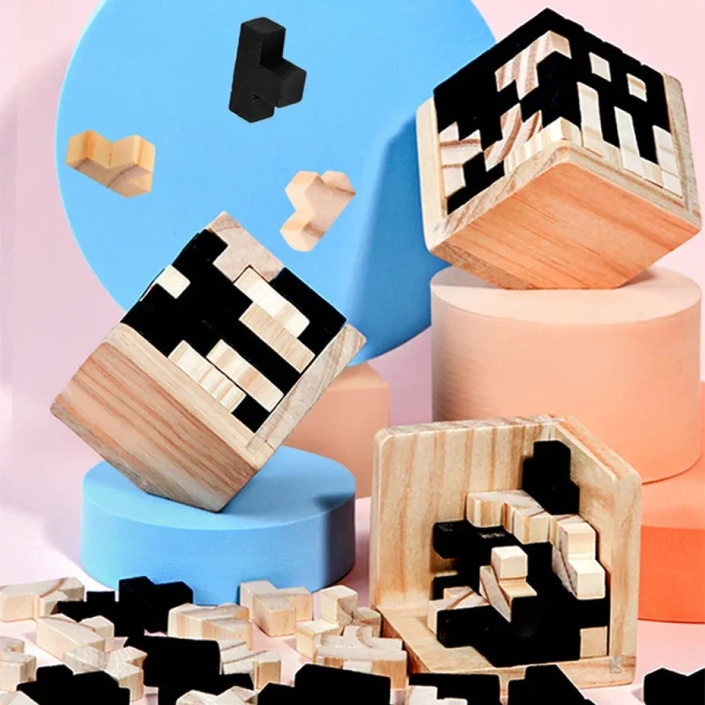3D Wooden Cube Puzzle - 1PCS 54T / China Mainland