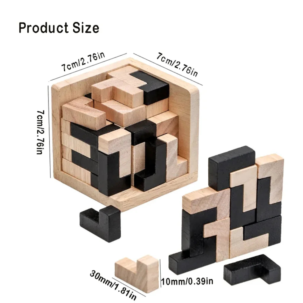 3D Wooden Cube Puzzle - 1PCS 54T / China Mainland