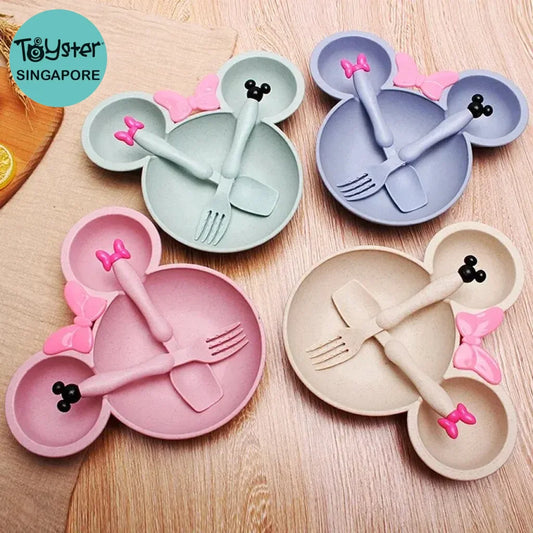 3Pcs/Set Wheat Straw Baby Tableware Set