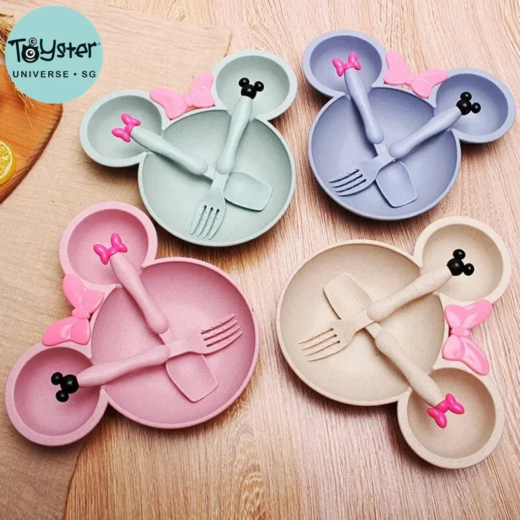 3Pcs/Set Wheat Straw Baby Tableware Set