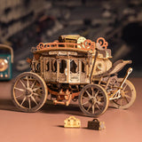 Robotime ROKR Stagecoach Mechanical Music Box 3D Wooden Puzzle AMKA1