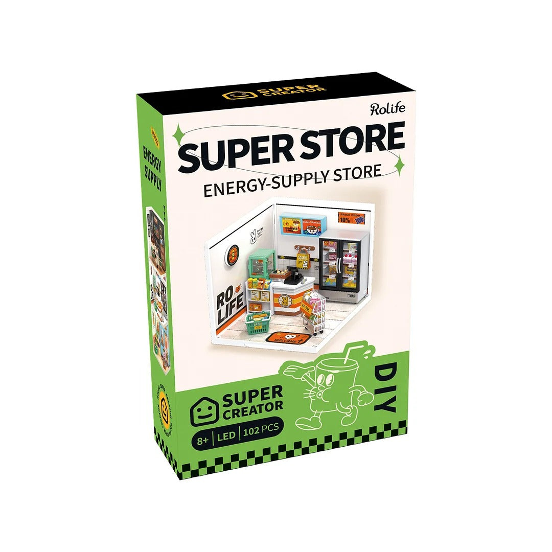 Robotime Rolife Super Creator Energy Supply Store Plastic DIY Miniature House Kit DW002