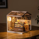 Robotime Rolife Super Creator Golden Wheat Bakery Plastic DIY Miniature House Kit DW005