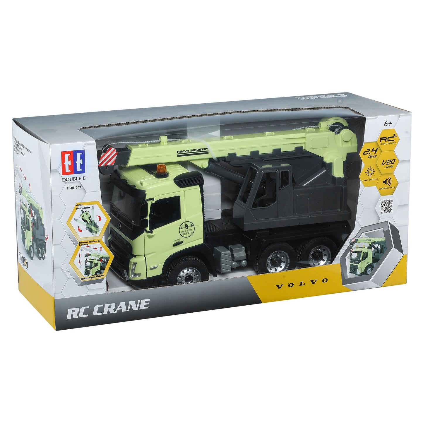 Double E Licensed Volvo Fmx Crane Truck 1/20 Scale E506-003