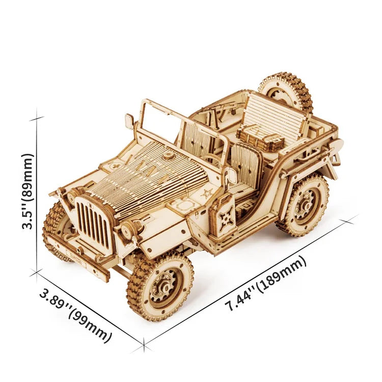 Robotime ROKR アーミー ジープ スケールモデル 3D 木製パズル MC701